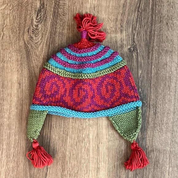 SAMII Rachel MacHenry Chullo hand knit Kids Colorful Winter Hat - Picture 1 of 8